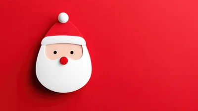 Minimalist 3D Santa Claus Face Icon