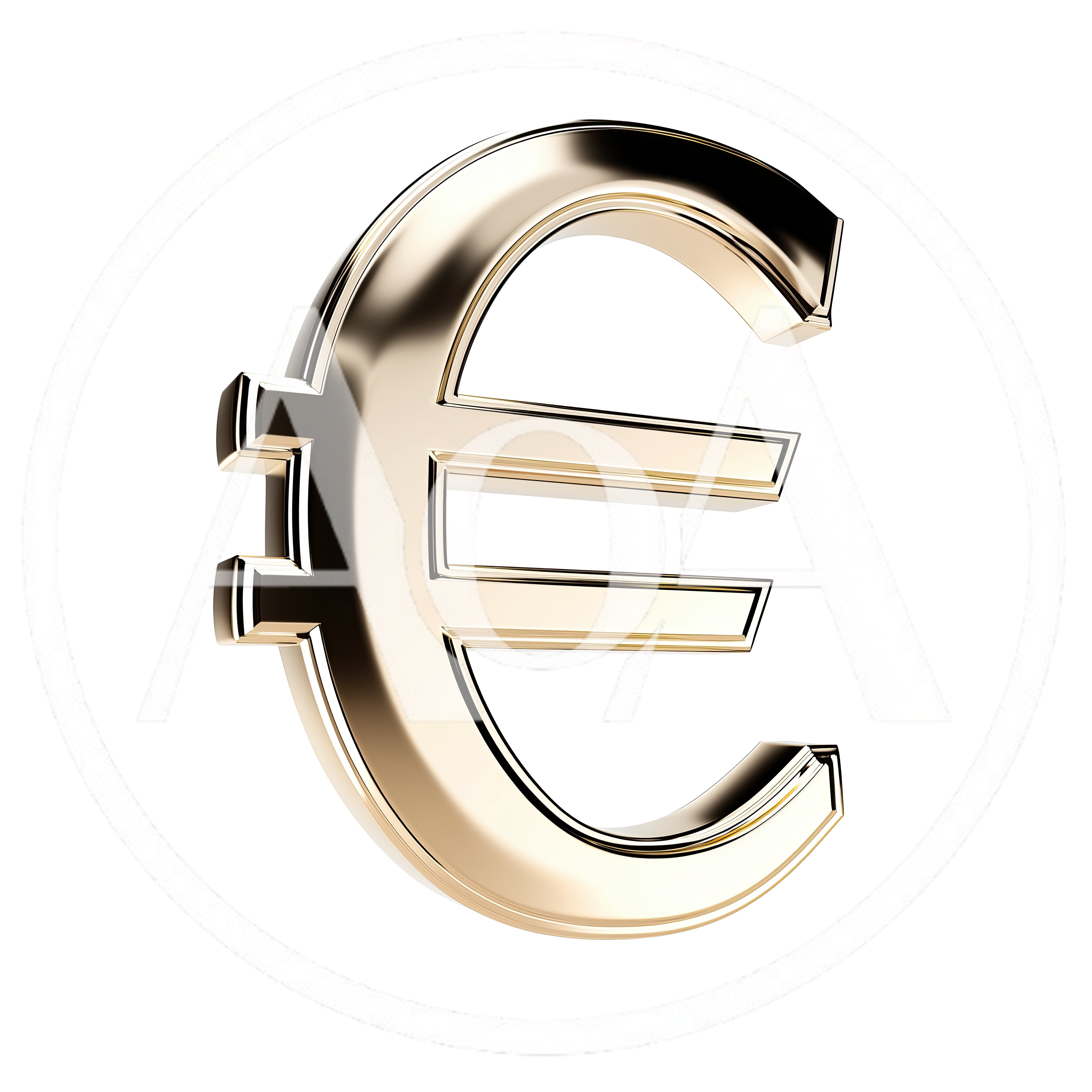 3D Rendered Metallic Gold Euro Currency Symbol