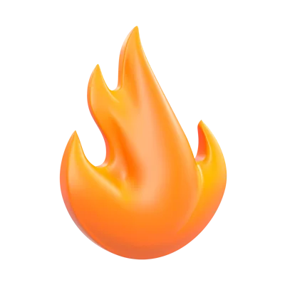 3D Rendered Stylized Orange Fire Flame Icon