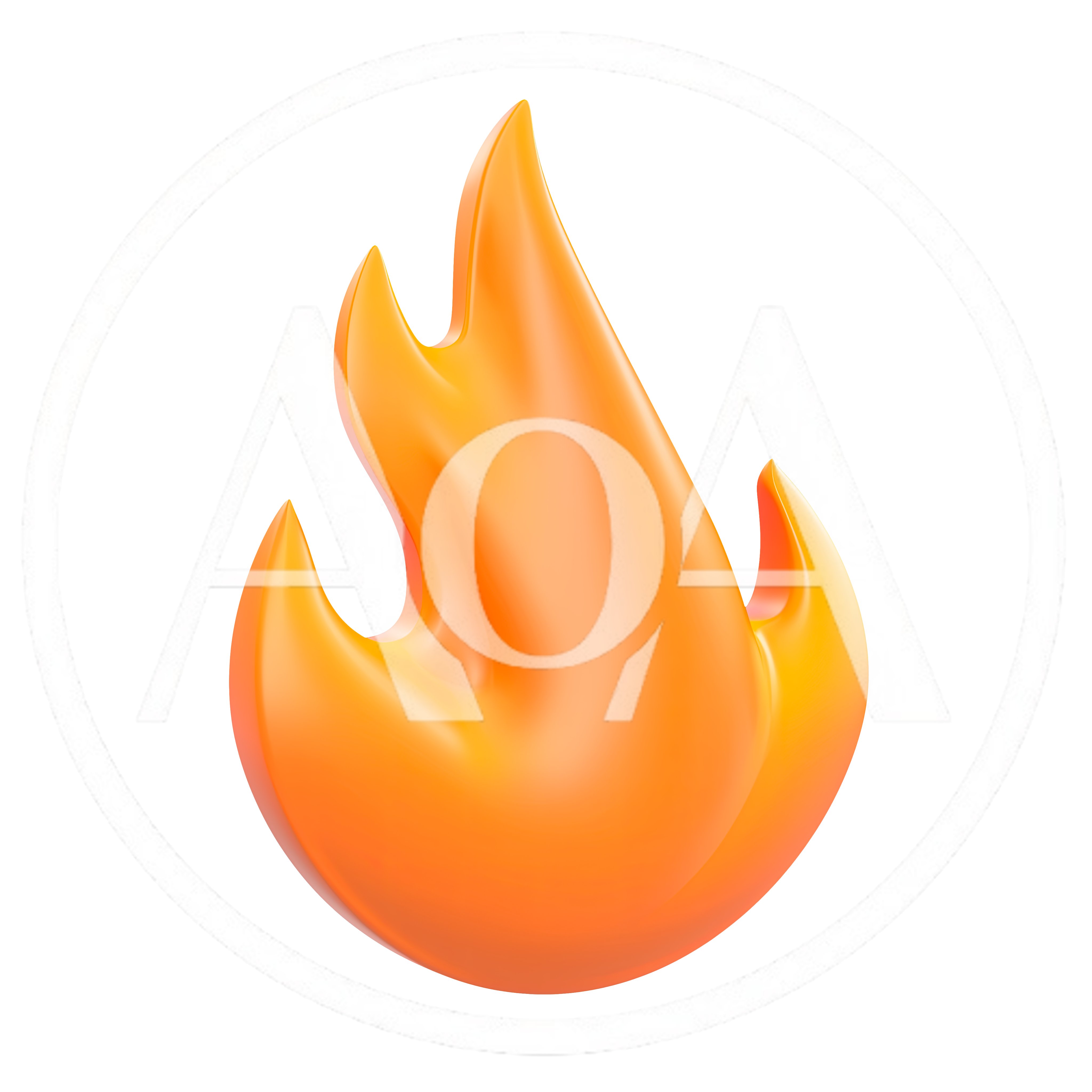 3D Rendered Stylized Orange Fire Flame Icon