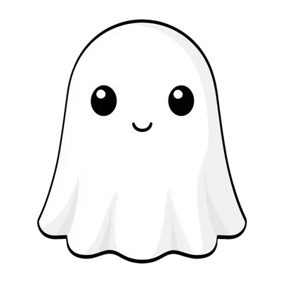 Cute Kawaii Ghost Illustration On White Background