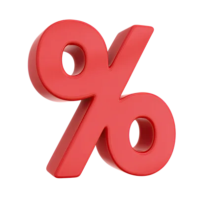 3D Red Percent Symbol Isolated On Black Background