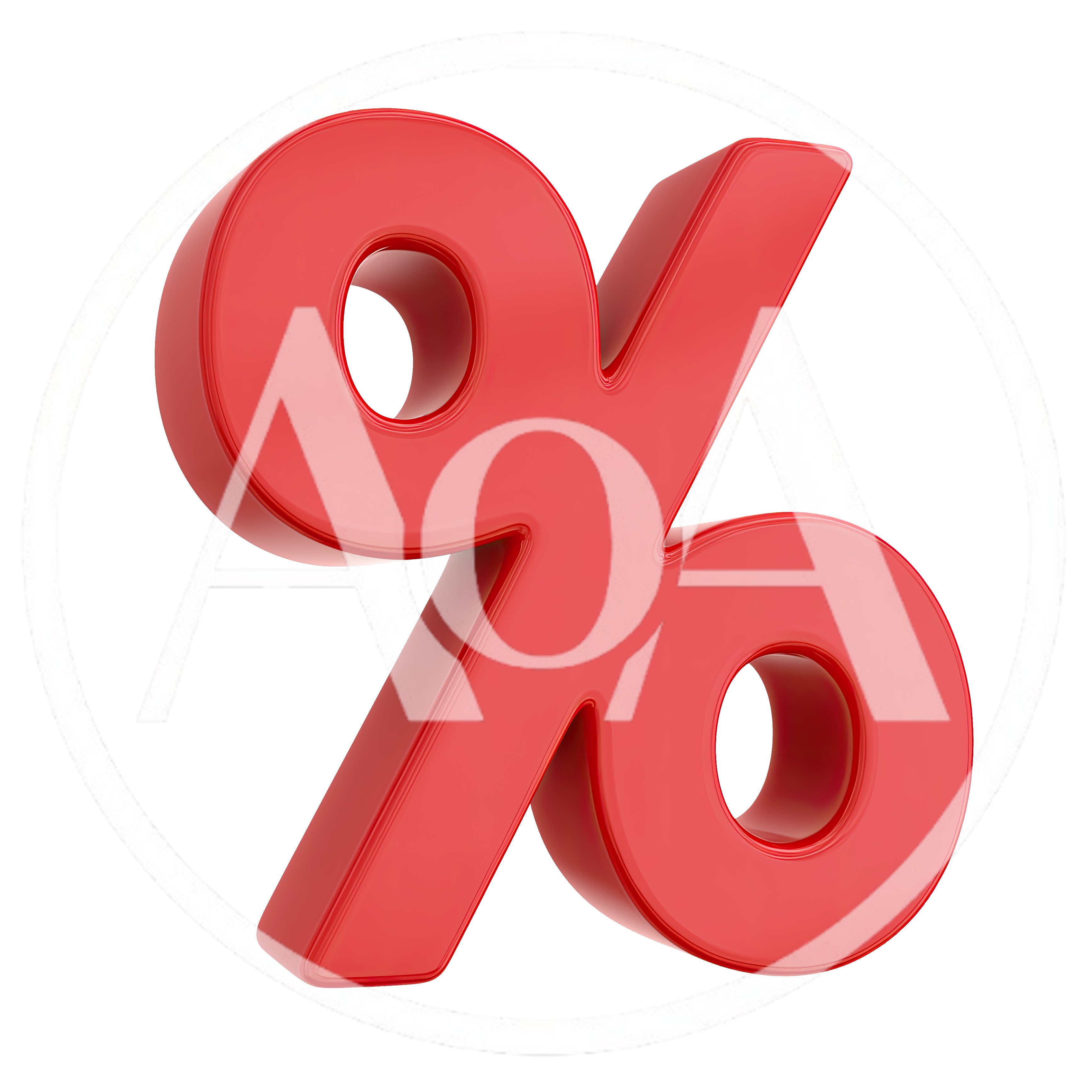 3D Red Percent Symbol Isolated On Black Background