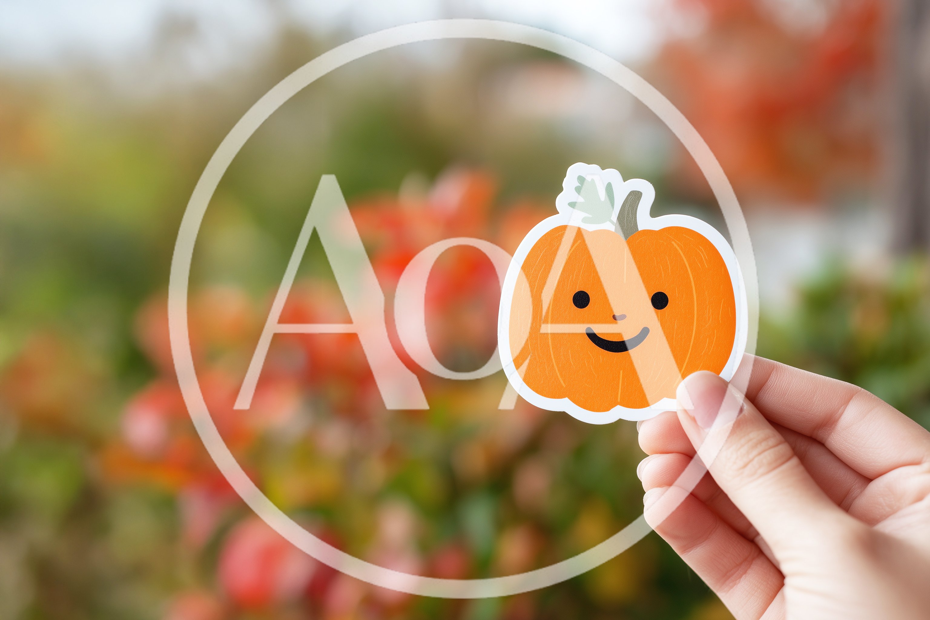 Hand Holding A Cute Pumpkin Sticker