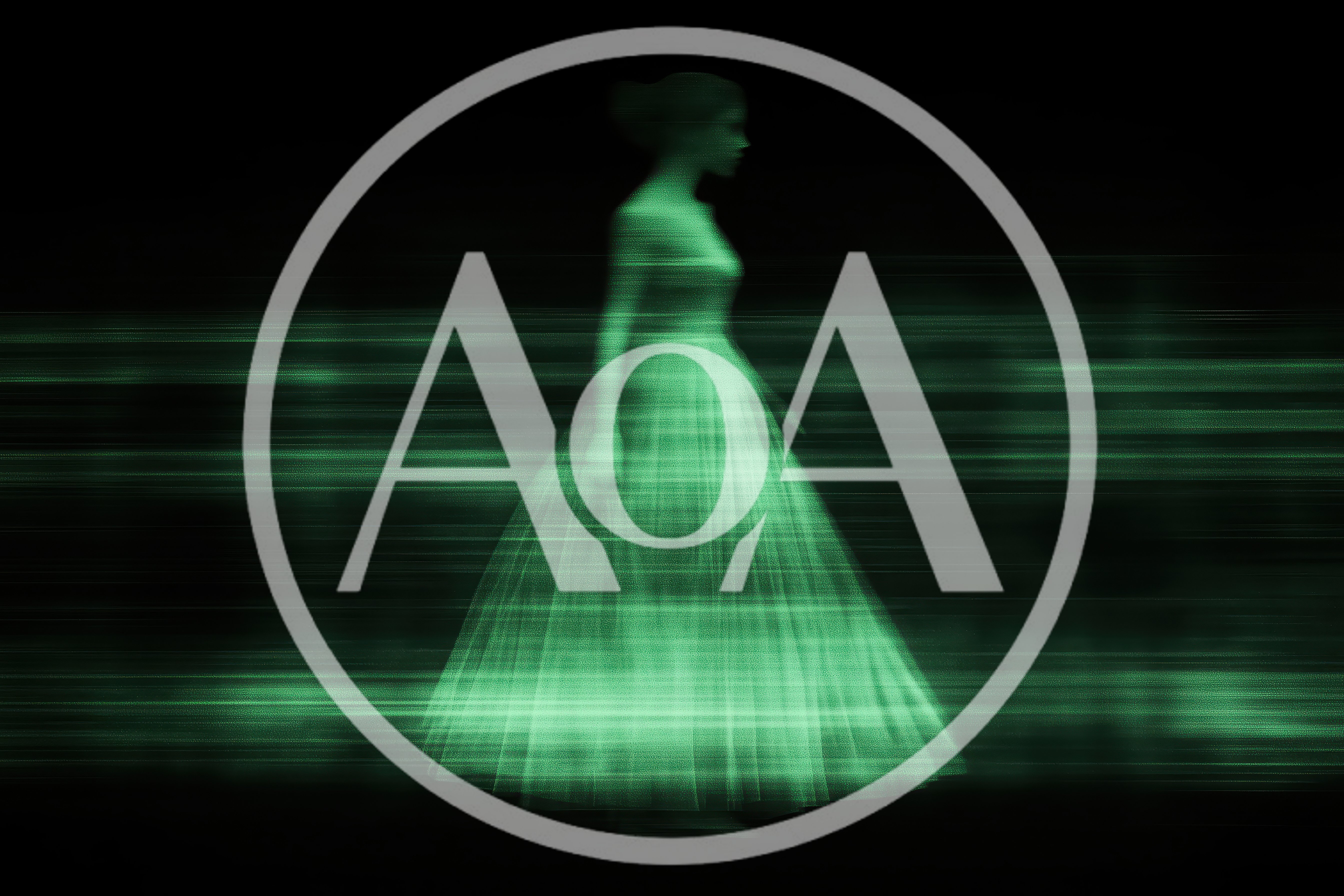 Digital Holographic Silhouette Of A Woman In A Dress