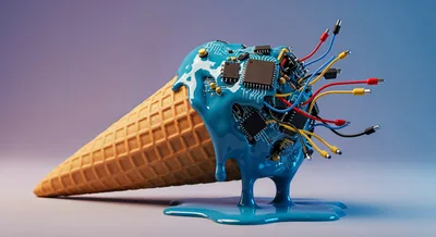 Electronic Circuit Board Ice Cream Cone Concept