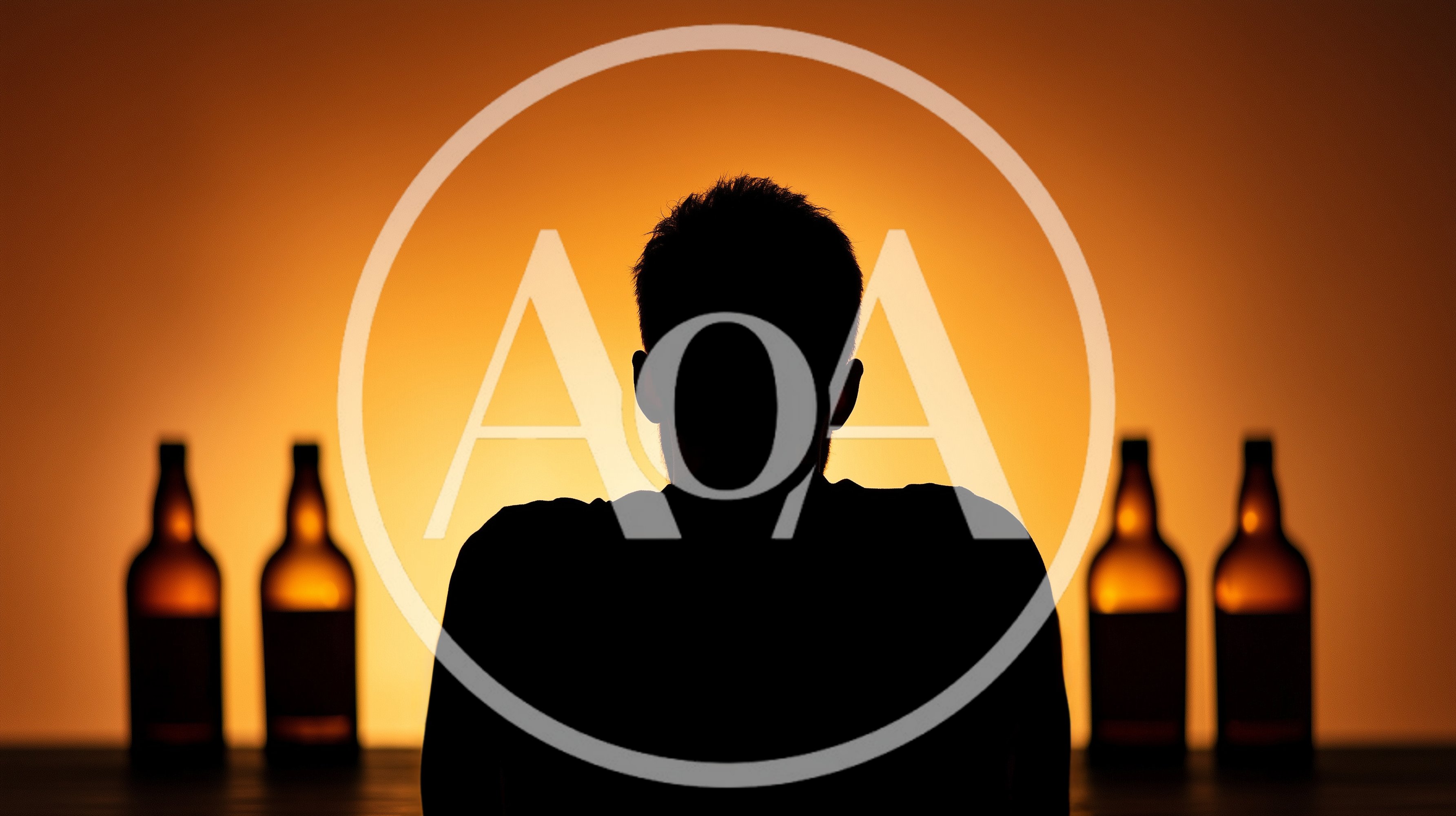 Silhouette Of A Man Sitting With Beer Bottles