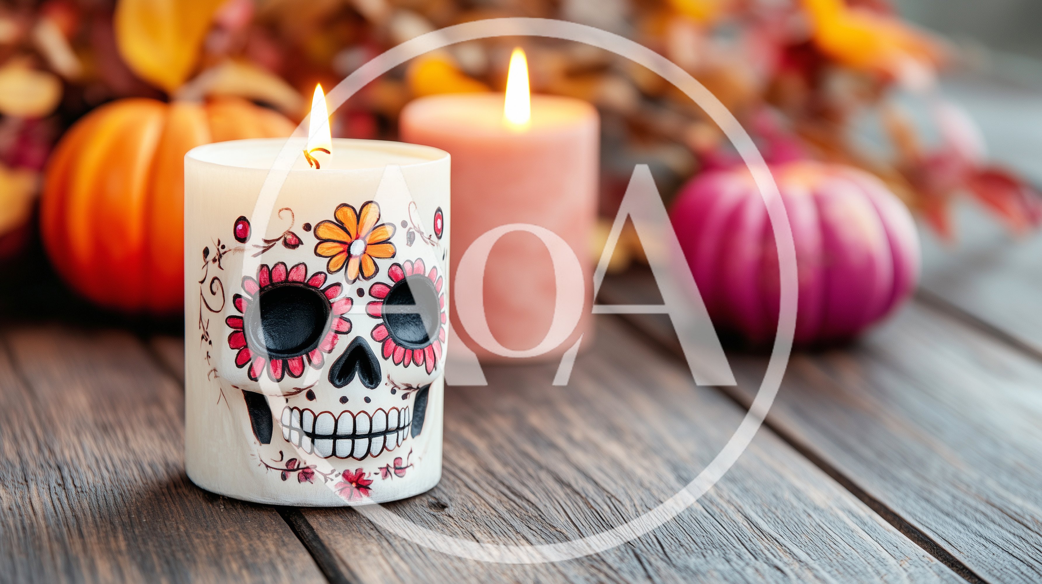 Day of the Dead Skull Candle Decoration