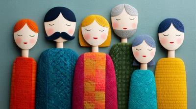 Stylized Fabric Doll Family Portrait
