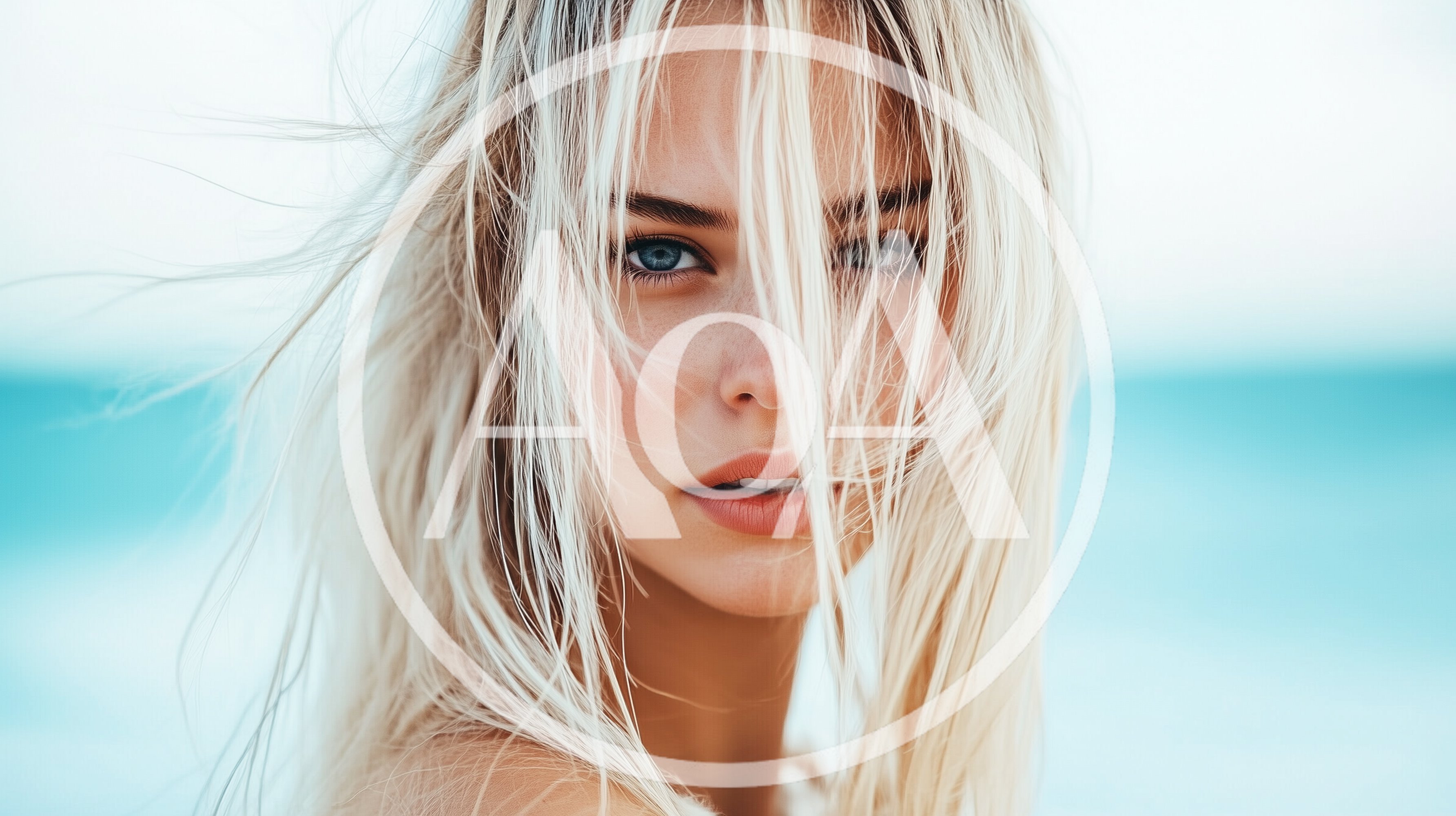 Portrait Of A Blonde Woman With Windblown Hair