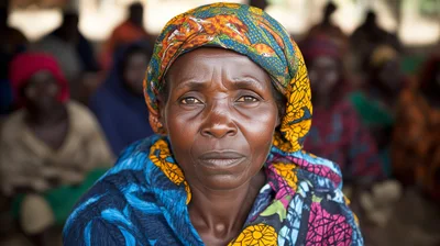 Portrait Of An Elderly African Woman In Traditional Headwrap