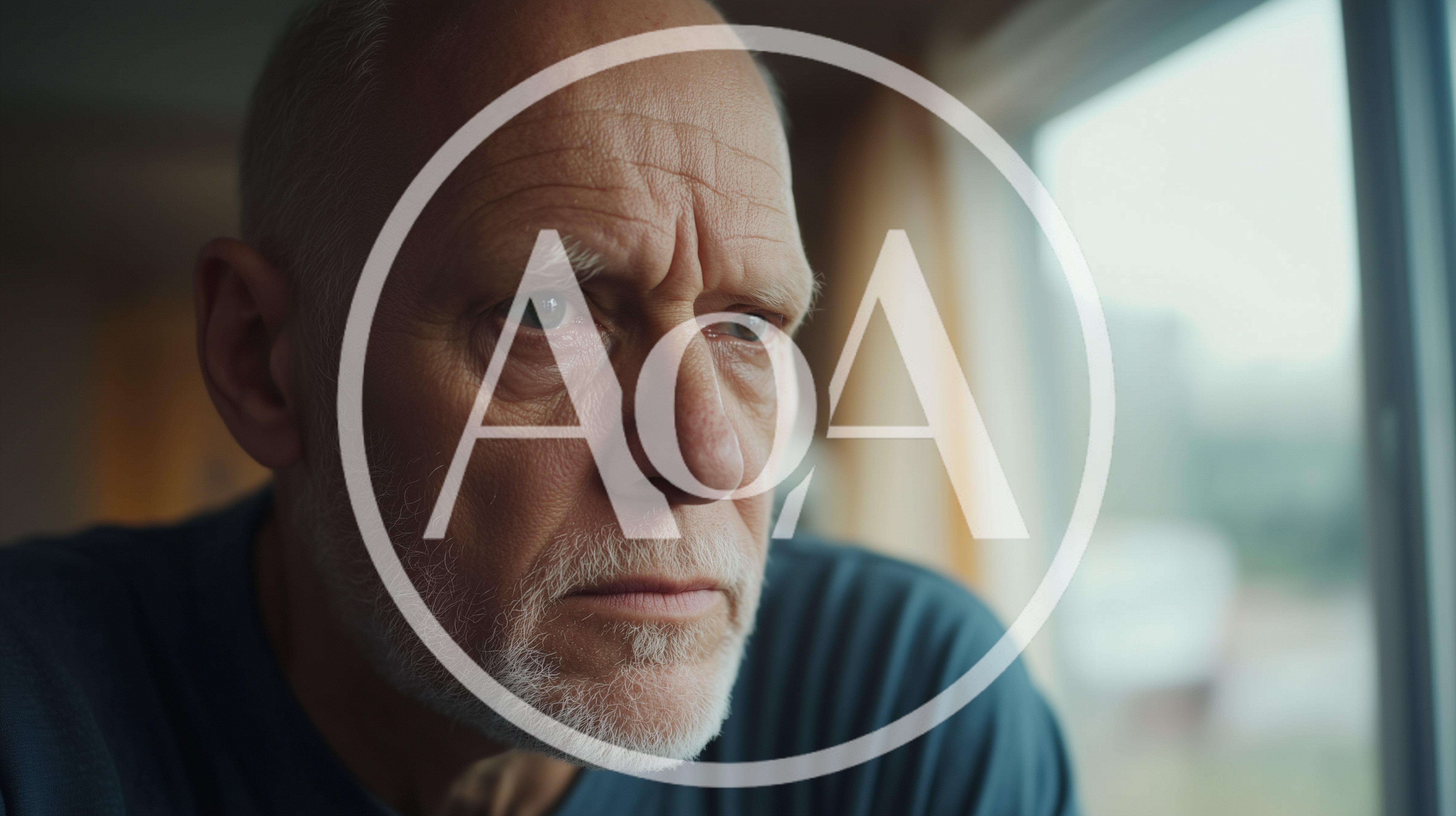 Pensive Elderly Man Looking Out A Window