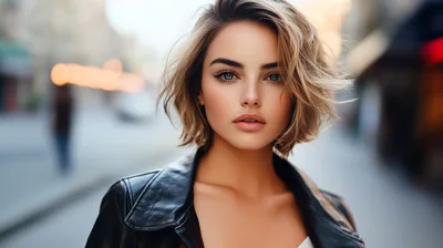 Portrait Of A Young Woman With Short Blonde Hair