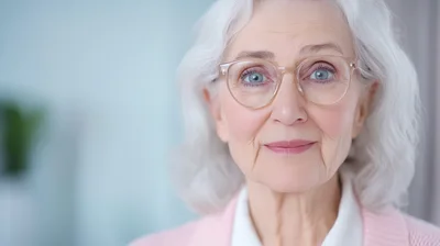 Portrait Of A Smiling Senior Woman Wearing Glasses