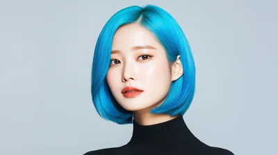 Portrait Of A Young Woman With Vibrant Blue Hair