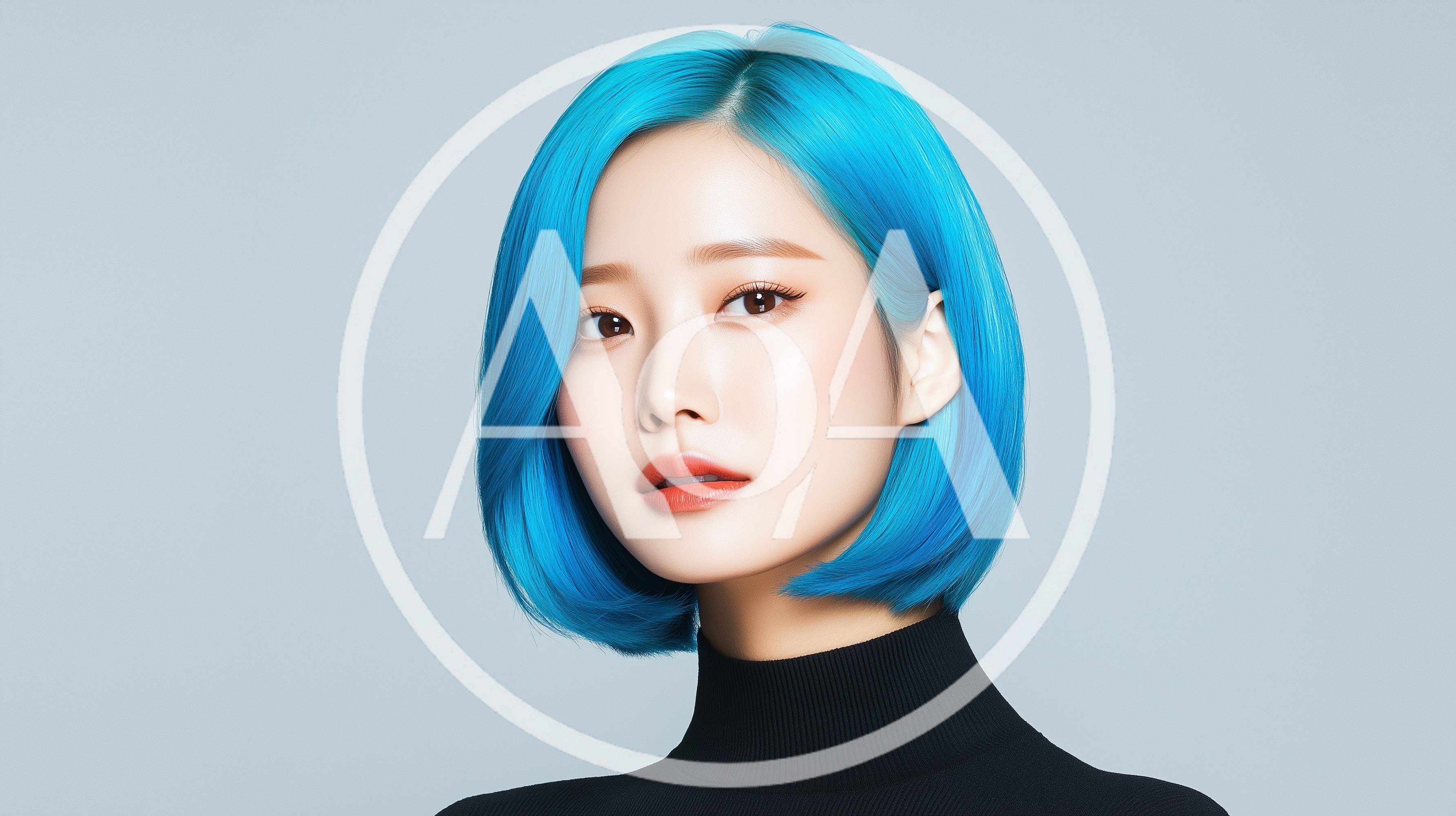 Portrait Of A Young Woman With Vibrant Blue Hair