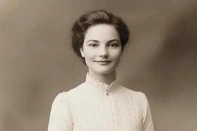Portrait Of A Young Woman In Vintage Victorian Attire