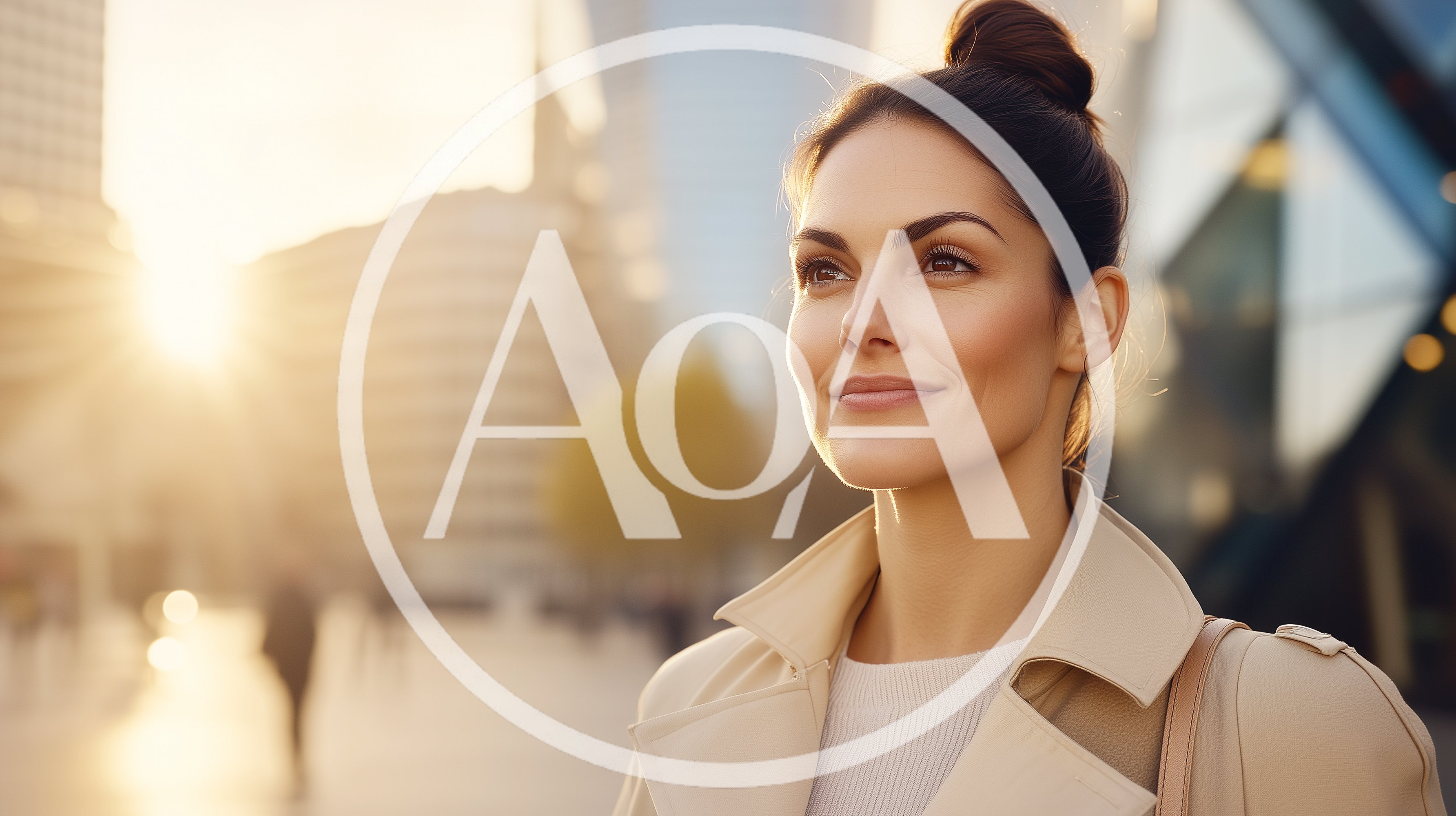 Confident Businesswoman Standing In A Modern City Plaza