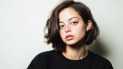 Portrait Of A Young Woman With Short Dark Hair