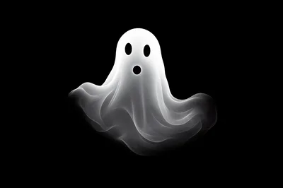 Floating White Ghost Figure On Black Background