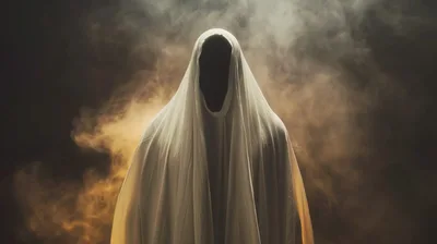 Ethereal Ghostly Figure In White Robes