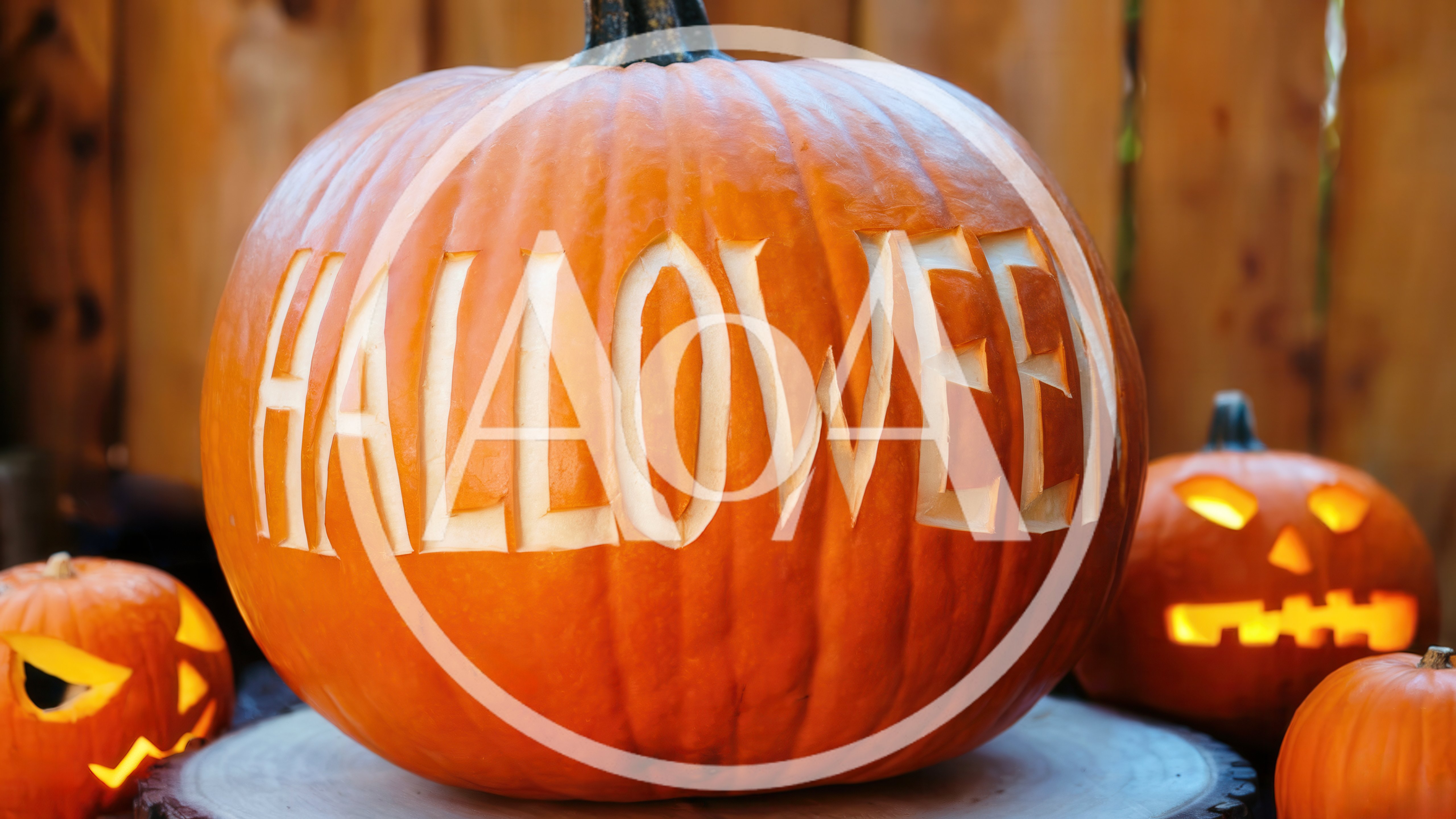 Carved Halloween Pumpkin With Text Display