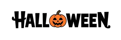 Halloween Text Logo With A Jack O Lantern Pumpkin