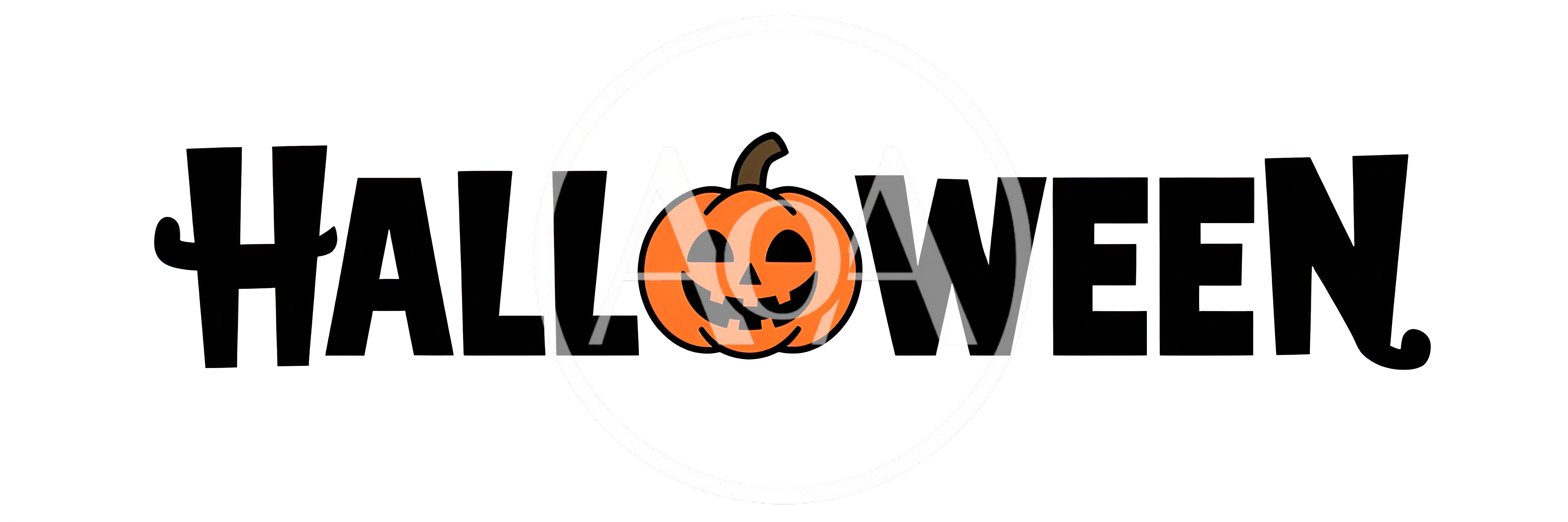Halloween Text Logo With A Jack O Lantern Pumpkin