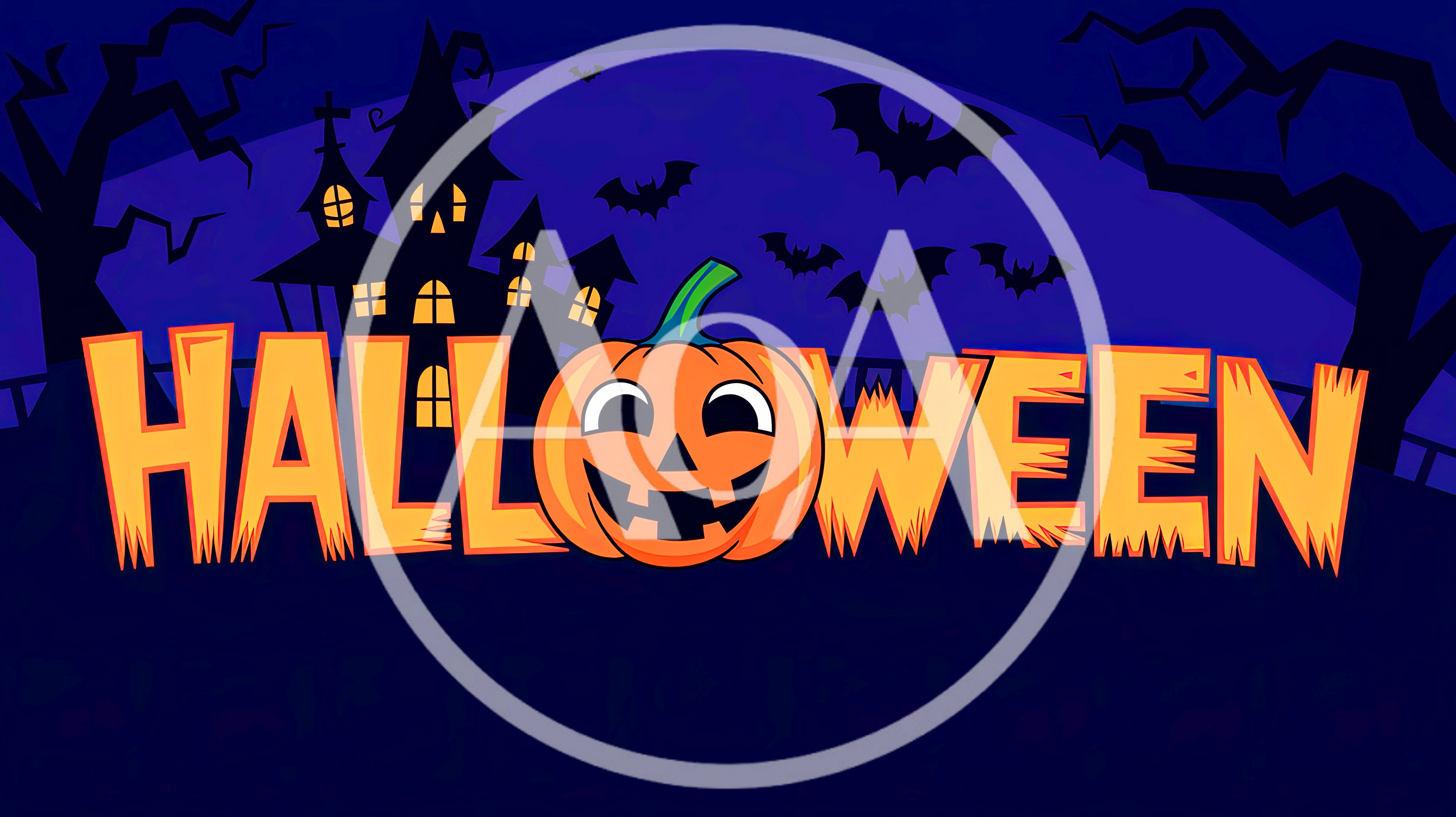 Halloween Text Graphic With Jack O Lantern Pumpkin
