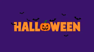 Halloween Text Graphic With Jack O Lantern And Bats