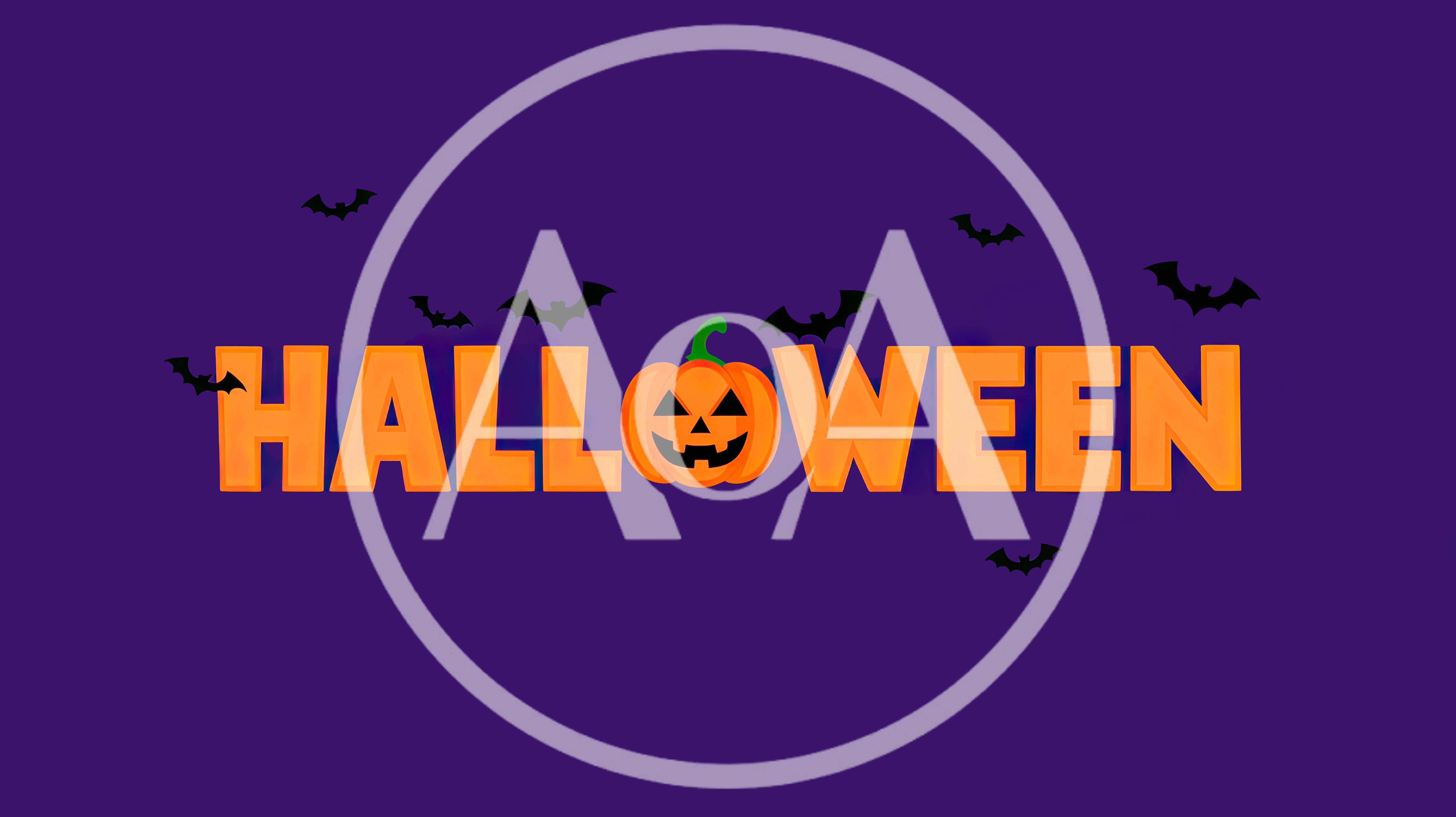 Halloween Text Graphic With Jack O Lantern And Bats