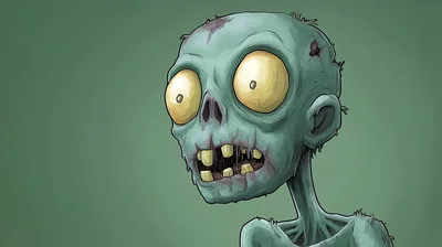 Cartoon Zombie Character With Large Yellow Eyes