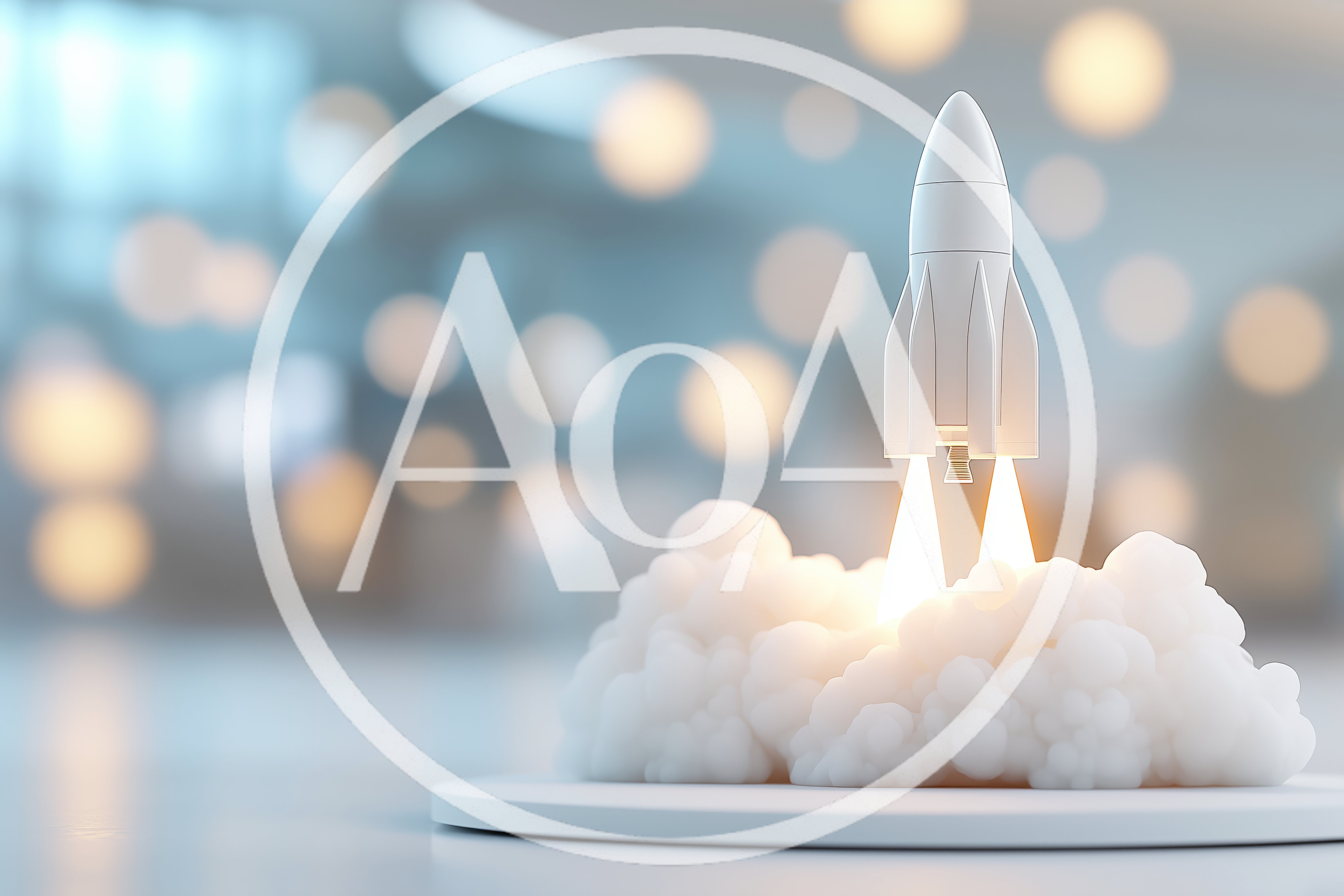 White Rocket Launching From A Circular Platform