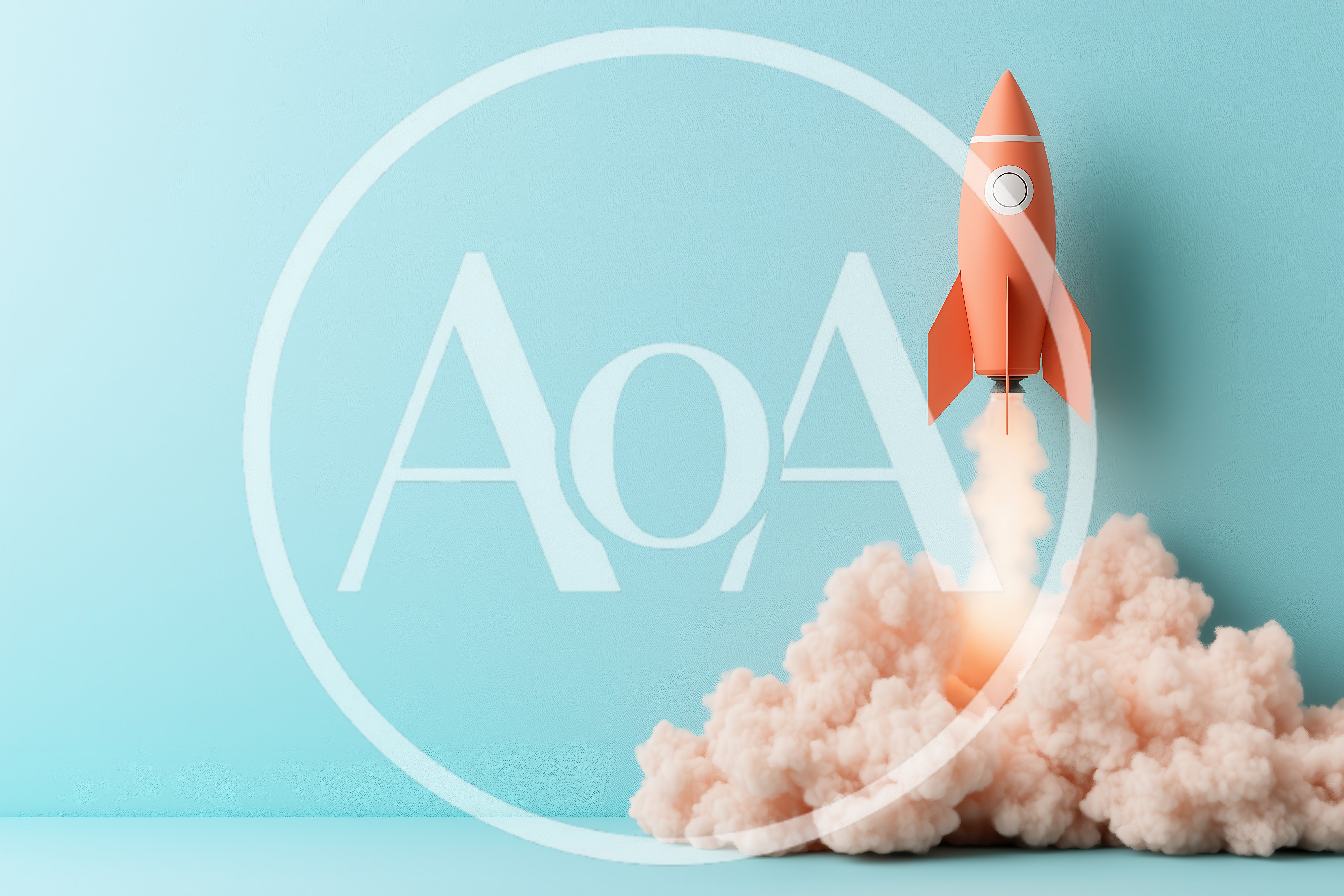 Orange Toy Rocket Launching With Smoke Clouds