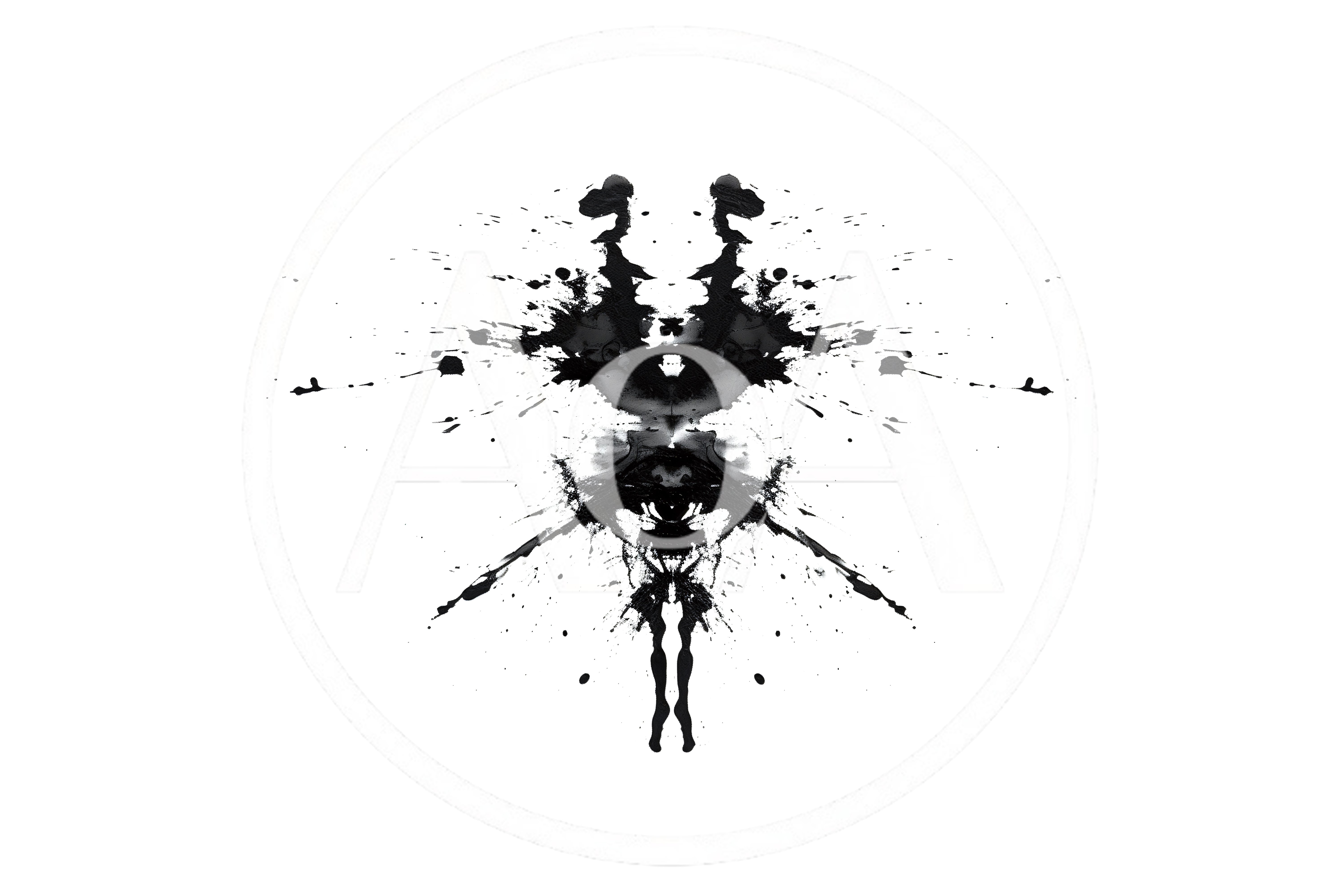 Symmetrical Black Ink Blot Rorschach Test Pattern
