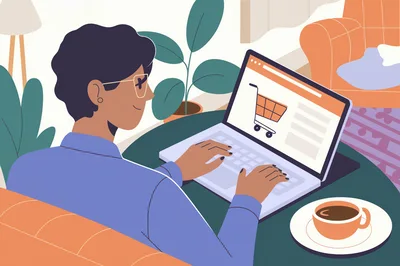 Person Shopping Online On Laptop At Home