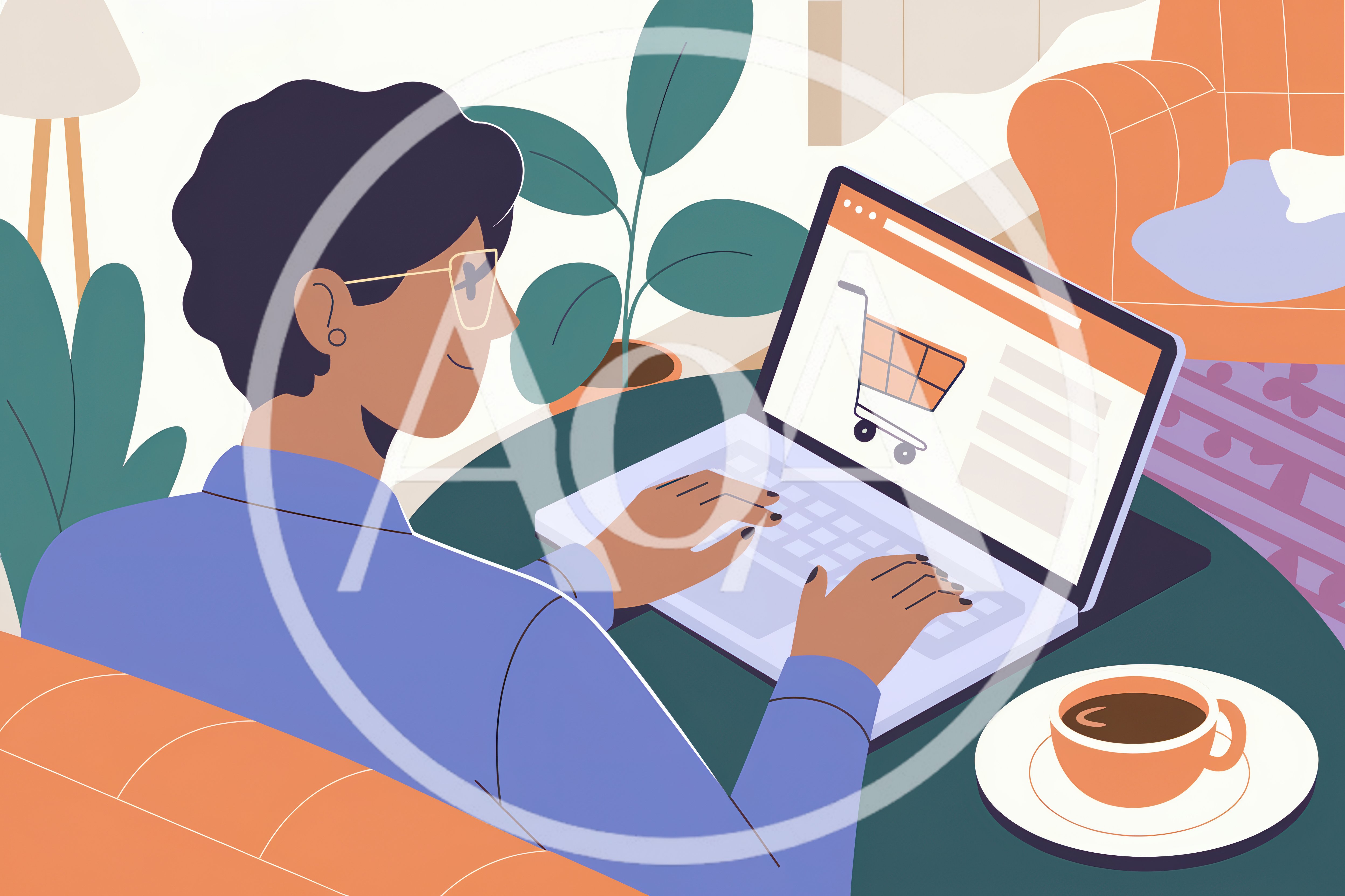 Person Shopping Online On Laptop At Home
