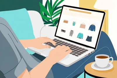 Person Shopping Online For Clothing On A Laptop