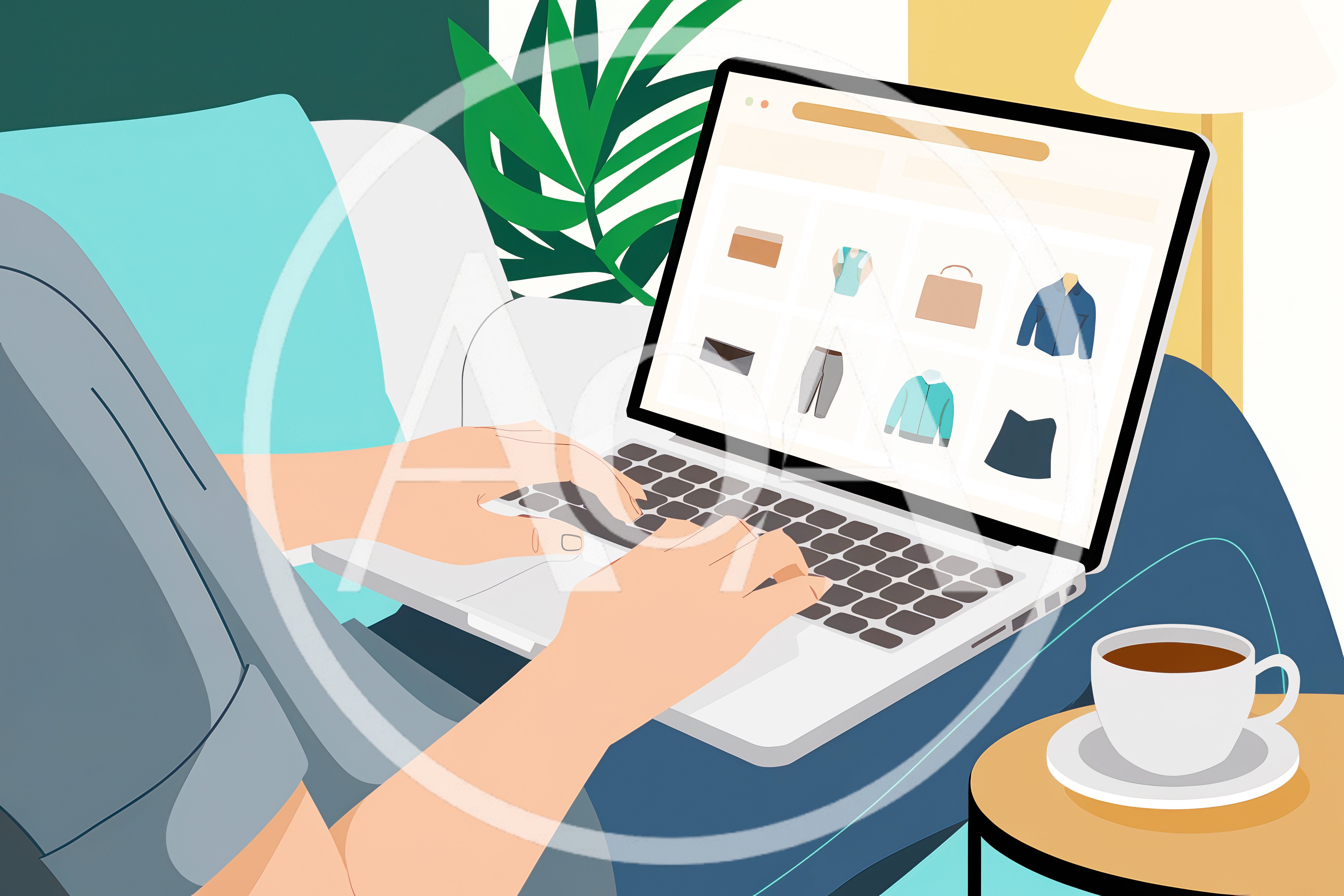 Person Shopping Online For Clothing On A Laptop