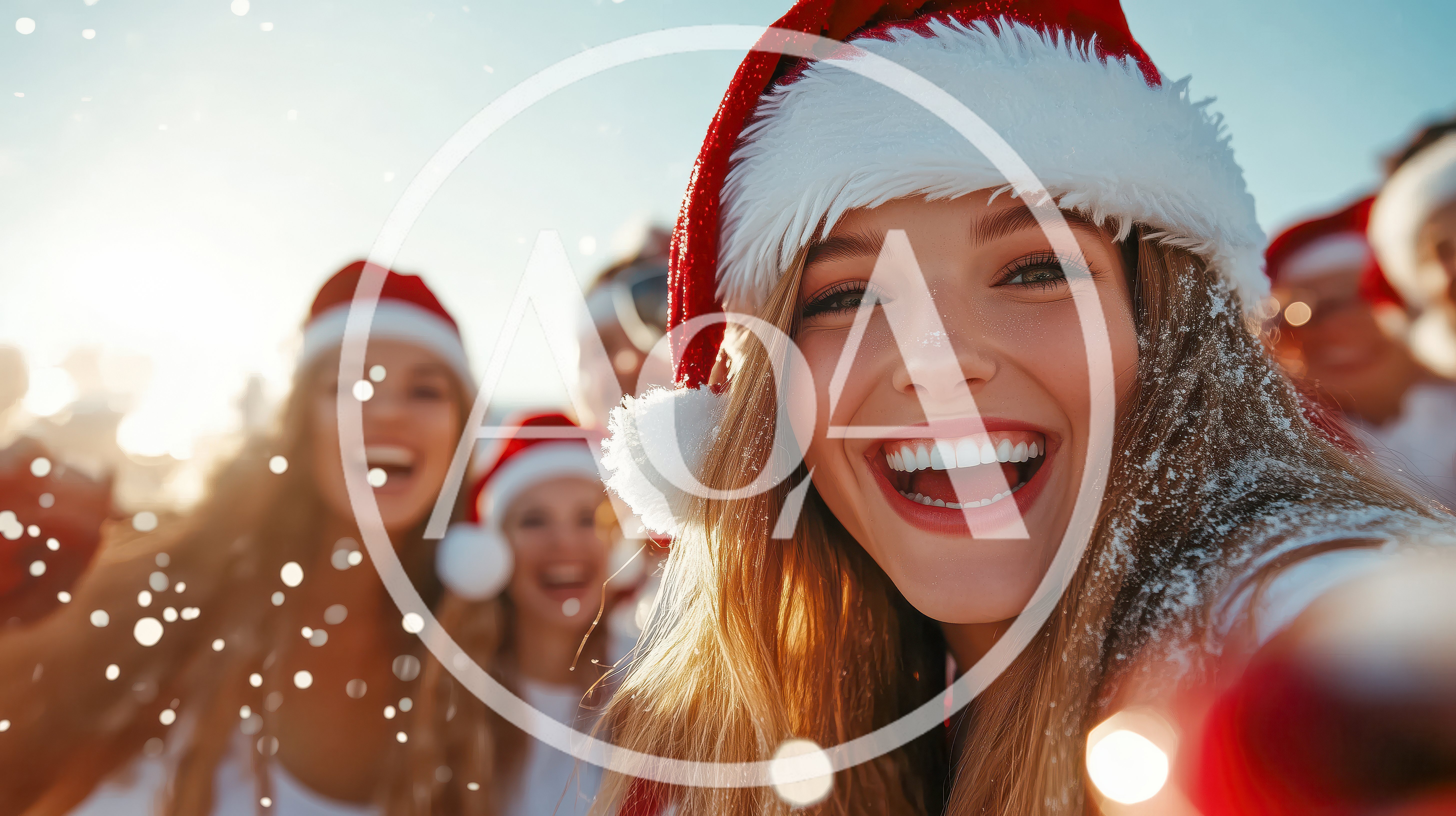 Group Of Friends Celebrating Christmas Outdoors