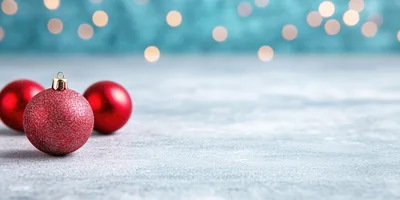 Red Christmas Ornaments on Textured Surface