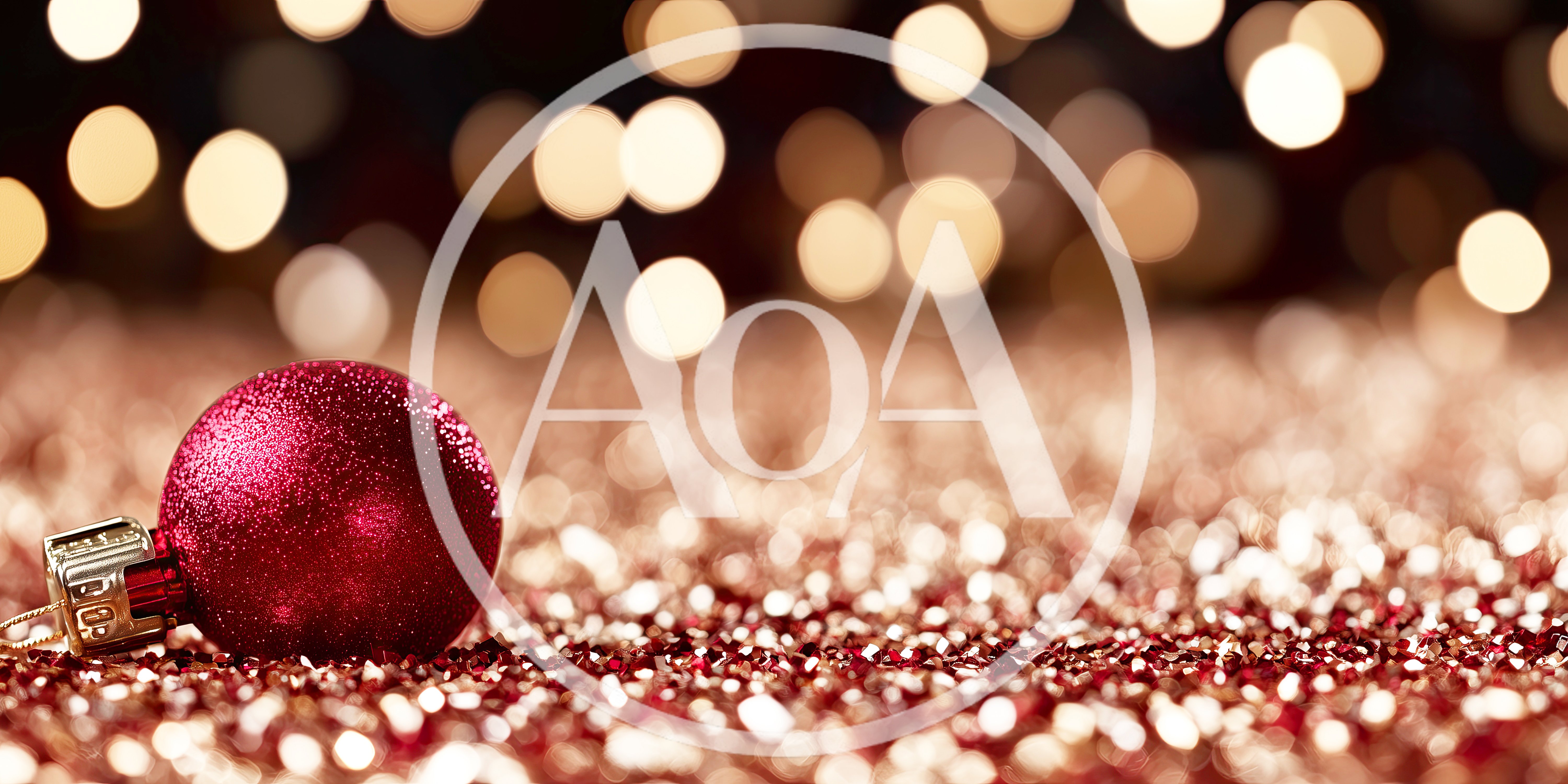 Red Christmas Ornament On Glittering Surface