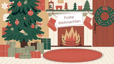 Cozy Christmas Living Room With Fireplace And Tree