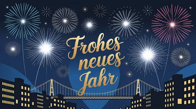New Year Celebration With Fireworks Over City Skyline
