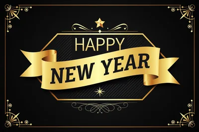 Elegant Gold Happy New Year Greeting Card Design