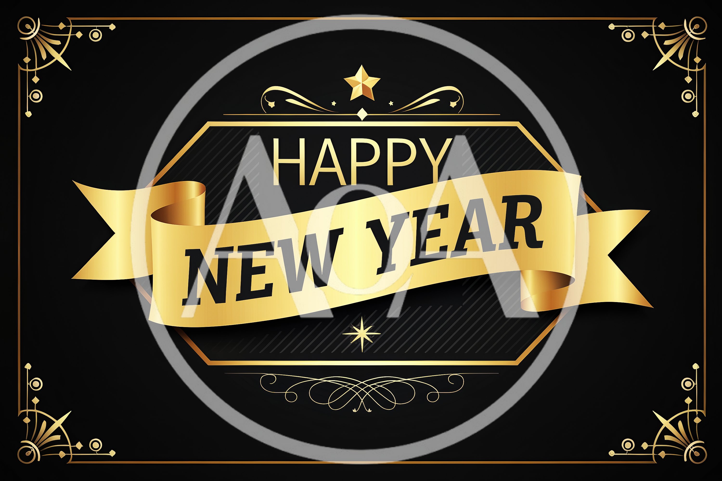 Elegant Gold Happy New Year Greeting Card Design