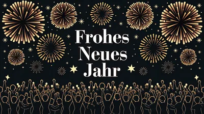 New Year Celebration Background With Fireworks And Crowd
