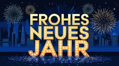 Frohes Neues Jahr Illuminated Text With Fireworks