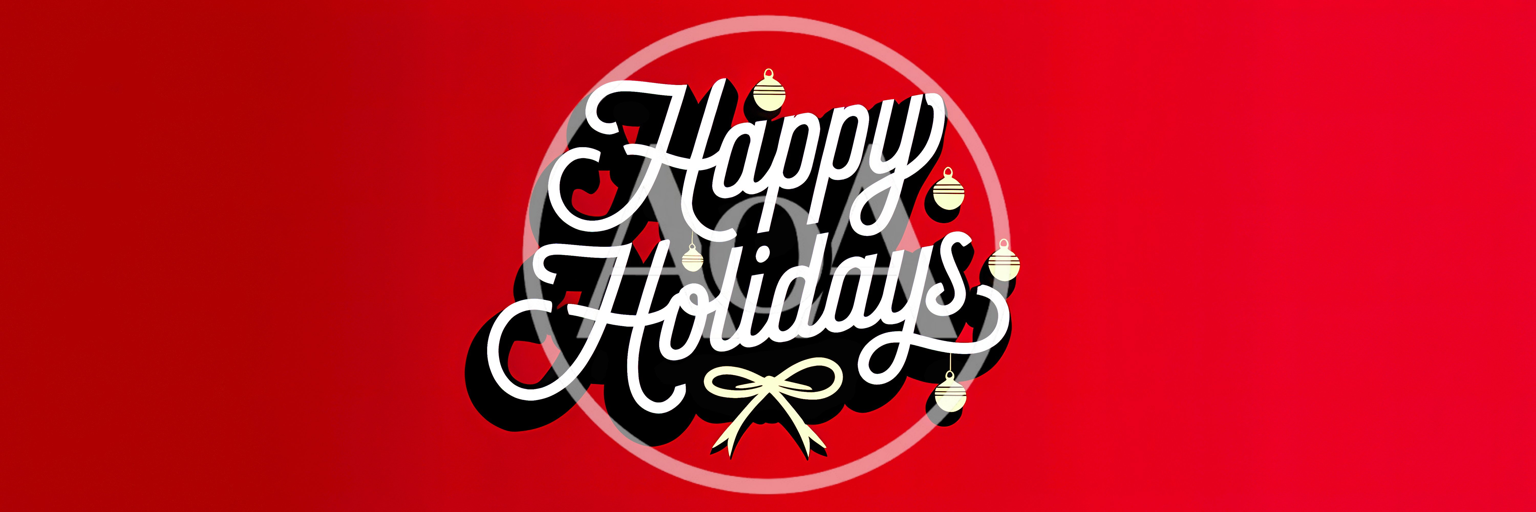 Happy Holidays Text Graphic With Christmas Ornaments