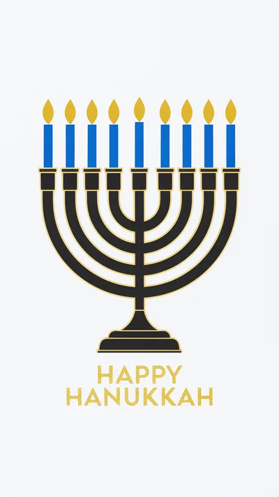 Minimalist Hanukkah Menorah Illustration With Gold Text